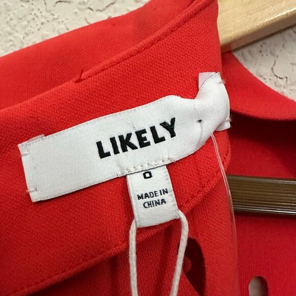 LIKELY Eyelet Manhattan Mini Dress Red Short Sleeve Party NWT *FLAWS* - Picture 11 of 15